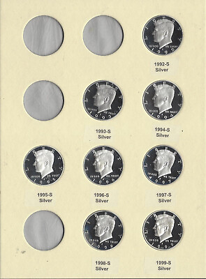 #ad 1992 1999 Silver Proof Kennedy Half Dollars Via San Francisco 8 Coin Set $164.50