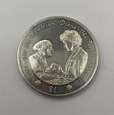 #ad 1997 Republic of Sierra Leone Princess Diana Memoriam w Mother Teresa $1 coin $15.00