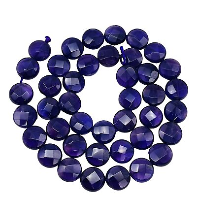 #ad Royal Natural Amethyst Bead Strand 10mm Purple faceted Coin 40 Beads $94.99