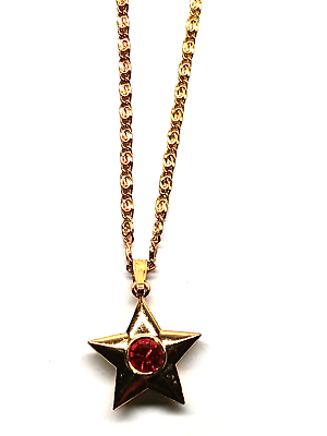 #ad Goldtone Necklace with Star Pendant Red Rhinestone 19quot; $12.00