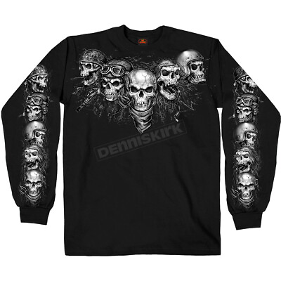 #ad Hot Leathers Black Skull Long Sleeve T Shirt Mens L Large GMS2423L $26.96