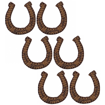 #ad Brown Horseshoe Applique Patch Horse Cowboy Western Badge 1quot; 6 Pack Iron on $3.75