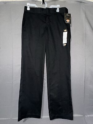 #ad DICKIES Black 774 Original Fit Work Pants Low Rise Straight Leg NWT $15.99
