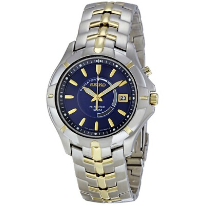 #ad NEW* Seiko SKA402 Kinetic Mens Stainless Steel Two Tone Watch MSRP $495 $198.00
