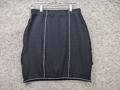 #ad St. John Collection Skirt Womens 8 Black Woven Pull On Contrast Stitch Mini $64.00