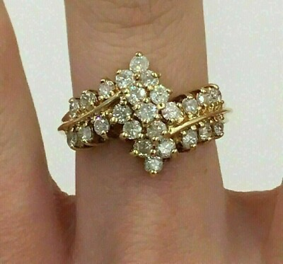 #ad 3Ct Round Cut Lab Created Diamond Wedding Cluster Ring 14k Yellow Gold Finish $86.89