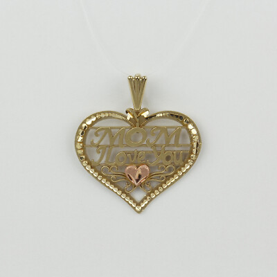 #ad Michael Anthony 10k Yellow Gold Diamond Cut quot;Mom I Love Youquot; Heart Pendant $99.00