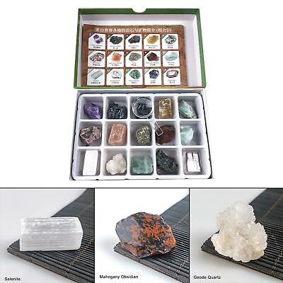 #ad 15 Pieces Rock and Mineral Collection Geology for Beginner $24.29