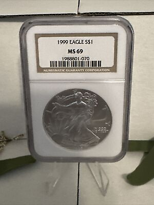 #ad 1999 $1 SILVER EAGLE NGC MS69. Great Coin $57.50