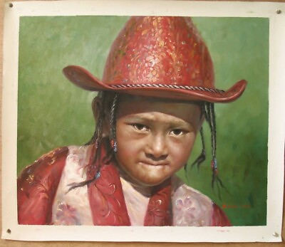 #ad 6 Year Old Tibetan Girl 20quot;x24quot; Oil on Canvas 2008 Museum Quality Artistry $235.00