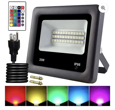 #ad 4 LED Flood Light25w IP66 Waterproof Multicolored With Control $127.00