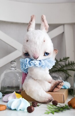#ad OAAK White Bunny Rabbit Hare Collector Artist Animal Soft Sculpture Plush Toy $295.00