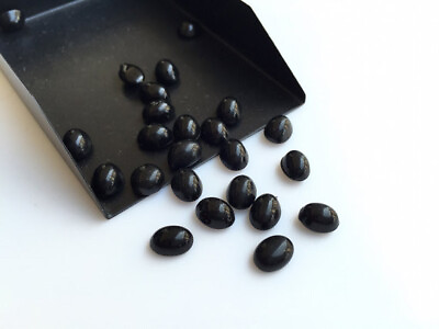 #ad 10 Pcs Lot Natural BLACK ONYX 10x14 mm Oval Cabochon Loose Gemstone AS 2 $25.41