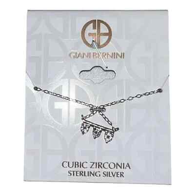 #ad Giani Bernini Cubic Zirconia Bar 18quot; Pendant Necklace Sterling Silver New $23.99