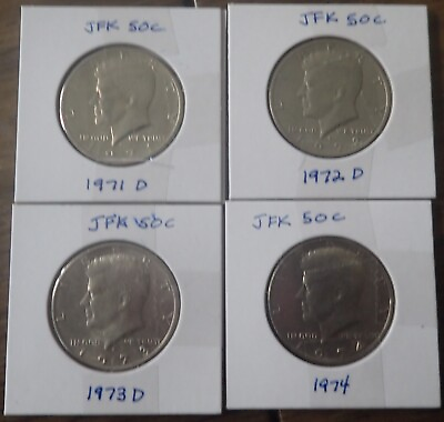 #ad Four JFK HALF DOLLARS: 1971 1974 Denver amp; Philadelphia Mints VF $11.99