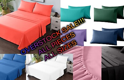 #ad Superb Bed Sheet Set Fitted Flat Pillowcases Breathable amp; Soft Deep Pocket $12.19