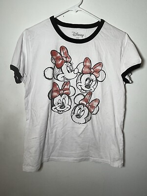 #ad Disney Minnie Mouse White With 4 Minnies Women#x27;s T Shirt Red Bow Size XL $4.25