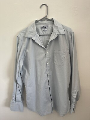 #ad Lucky Brand Mens Button Up Long ￼Sleeve Shirt Light Blue Pocket Cotton Sz M $15.99