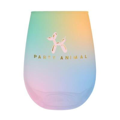 #ad Stemless Wine Glass Party Animal Size 3.5in x 5in h 20 oz Pack of 6 $99.99