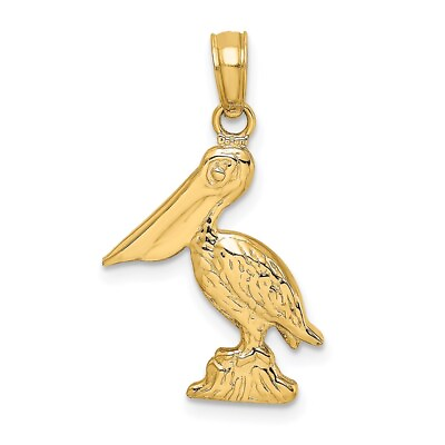 #ad 14K 3 D Pelican Standing Charm Bracelet Necklace $200.36