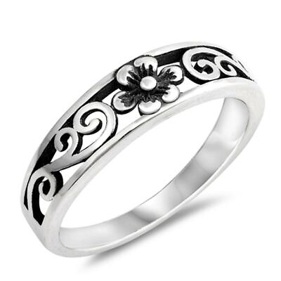 #ad Sterling Silver Plumeria Ring Gorgeous Flower Design Band Solid 925 Sizes 2 14 $13.49
