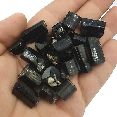 #ad 19 Pieces Top Quality Black Tourmaline Crystals Black Tourmaline Tourmaline $45.00