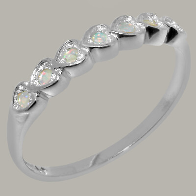 #ad Solid 925 Sterling Silver Natural Opal Womens Eternity Ring $139.00