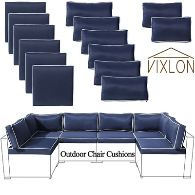#ad 14 Pcs Outdoor Patio Furniture Chair Cushions Set Replacement Blue Sofa Cushions $260.09
