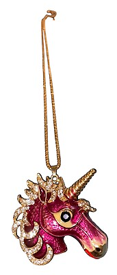 #ad Betsey Johnson Necklace w Pink Unicorn Charm Costume Jewelry $15.40