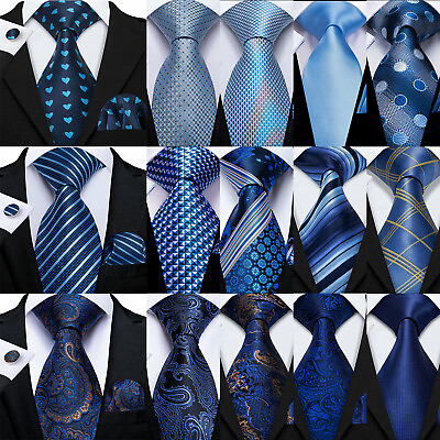 #ad USA Mens Silk Tie Paisley Floral Necktie Pocket Square Cufflinks Set Formal $15.15