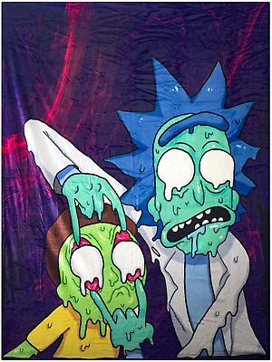 #ad Rick and Morty Soft Fleece Throw Blanket 80quot; x 60quot; Adult Swim Multiverse $29.99