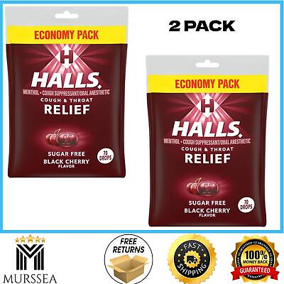 #ad HALLS Relief Sugar Free Black Cherry Flavor Cough Drops Economy 70 drops 2Pack $12.88