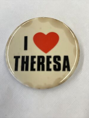 #ad I Love Theresa Vintage 1980s Pinback Button $9.99