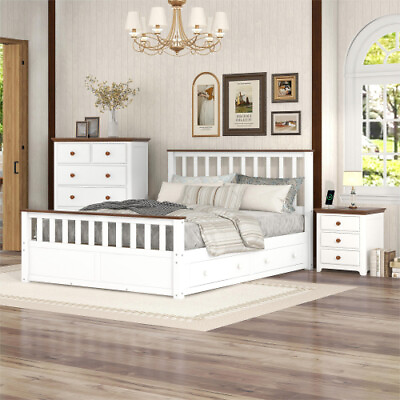 #ad Modern Bedroom Furniture Set Full Queen Size Platform Bed Frame Nightstand Chest $429.99