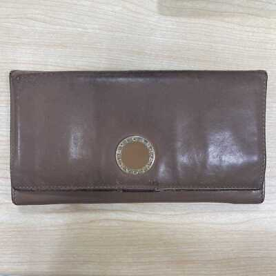 #ad BVLGARI long wallet coin purse billfold colore brown men#x27;s USED FROM JAPAN $128.00