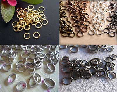 #ad Jump Rings Plated Gold Silver Bronze Black Open Split Double or Oval 3MM 10MM OD $2.69