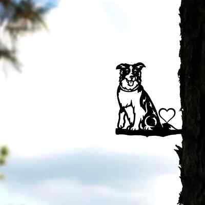 #ad Dog On Branch Steel Silhouette Metal Wall Art Home Garden Yard Patio Stake $9.69