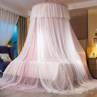 #ad Romantic Princess Bed Canopy for GirlsBed Canopy Curtain Quality Double Lay... $77.21
