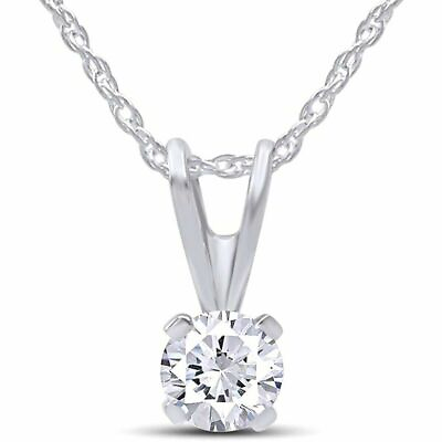 #ad Moissanite Solitaire Pendant Necklace Sterling Silver $47.11