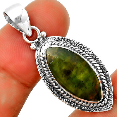 #ad Natural Chrome Chalcedony 925 Sterling Silver Pendant Jewelry P 1181 $10.49