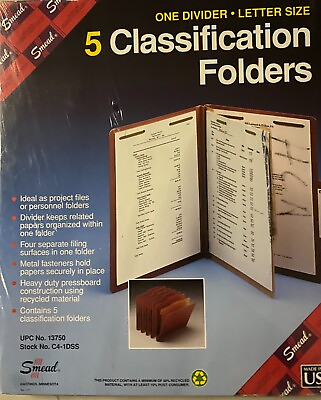 #ad Smead One Divider Letter Size 5 Classification Folders $15.00