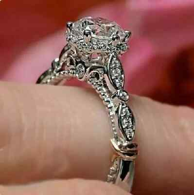 #ad 2.50Ct Lab Created Diamond Round Diamond Engagement Ring 14K White Gold Finish $41.40