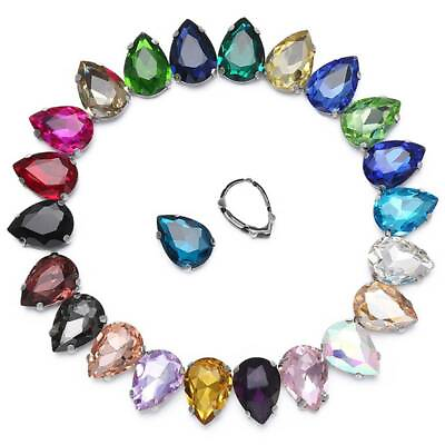 #ad Sew On Teardrop Glass Crystal Rhinestones Flat Back Claw Cup Craft Beads lot $1.99