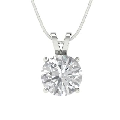 #ad 2.5 ct Round Cut 18k White gold simulated diamond Pendant with 18quot; chain $365.74