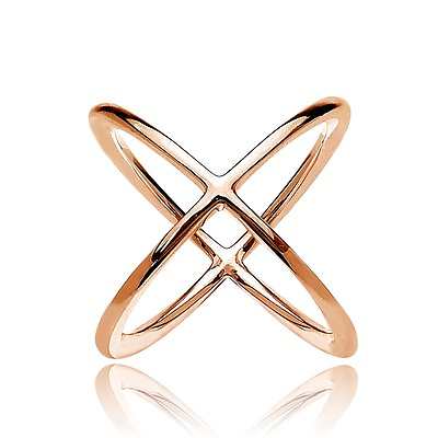 #ad Rose Gold Tone over Sterling Silver Polished Criss Cross X Ring $24.99