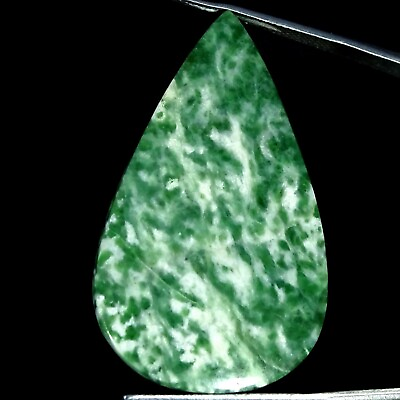 #ad 41.70 Cts African Green Dot Jade Loose Gemstone Pear Cabochon Natural 26X44X4MM $6.43