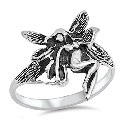 #ad Sterling Silver Fairy Ring Oxidized Antiqued Finish Faerie Band 925 Sizes 4 12 $14.99