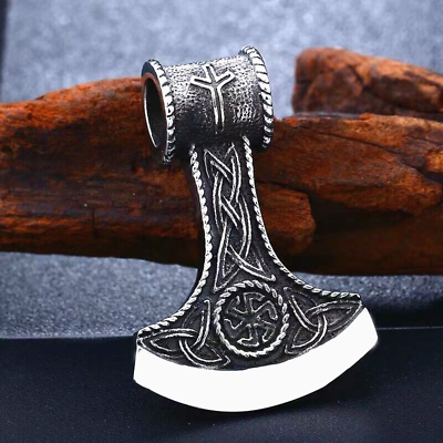 #ad Viking Axe w. Celtic Trinity Knot Pendant Necklace Men#x27;s Jewelry Chain 24quot; Gift $11.89