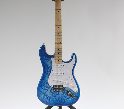 #ad Custom Blue ST Electric Guitar SSS Pickups Tremolo Bridge 6 Strings Paisley $261.33