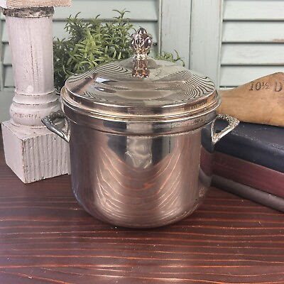 #ad Vintage Silver plated Over Copper Ice Bucket Great Patina Christmas Tree Holder $30.00